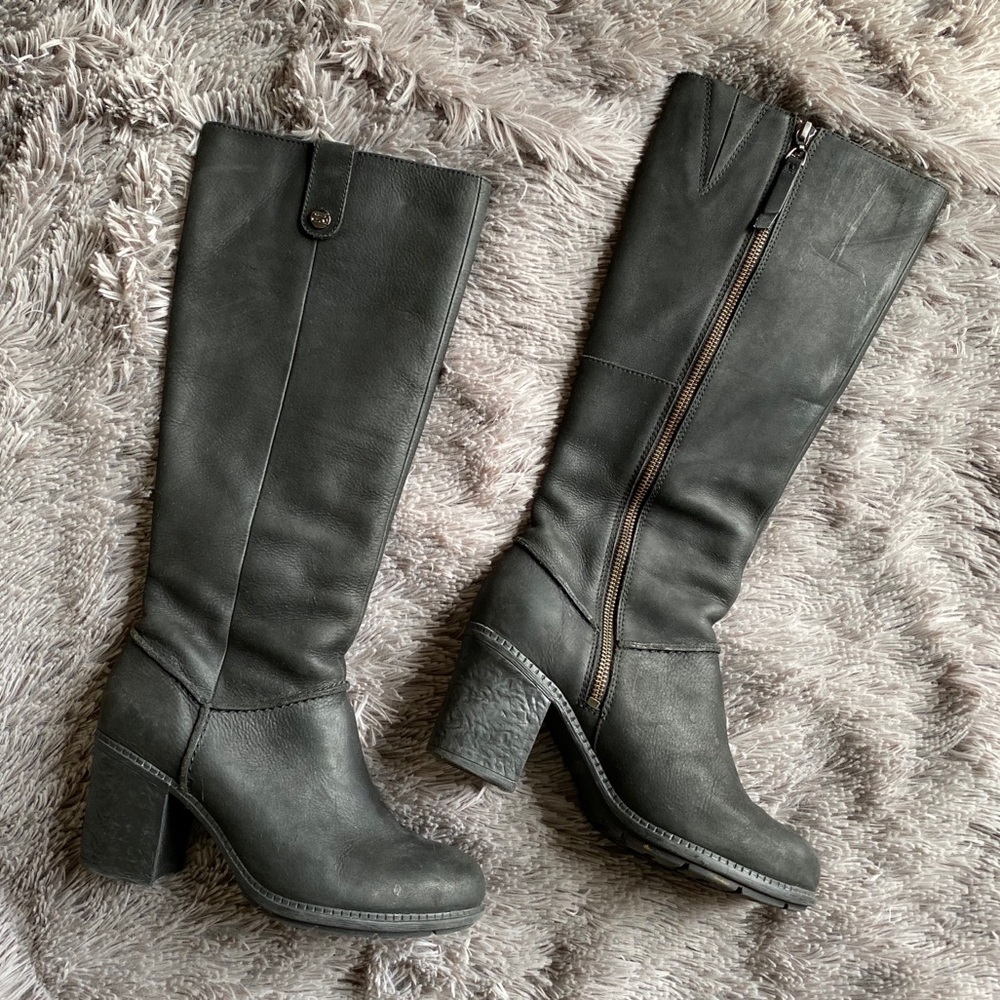Clark’s Stacked Heel Leather Riding Boots